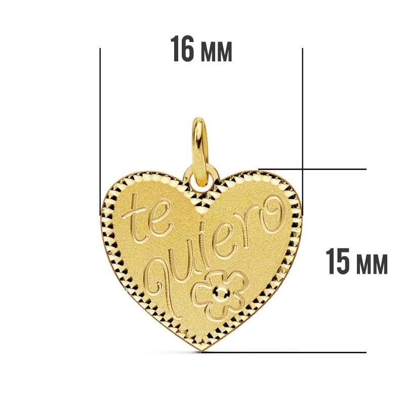 18K COLGANTE ORO AMARILLO CORAZON " TE QUIERO " 16X15 MM