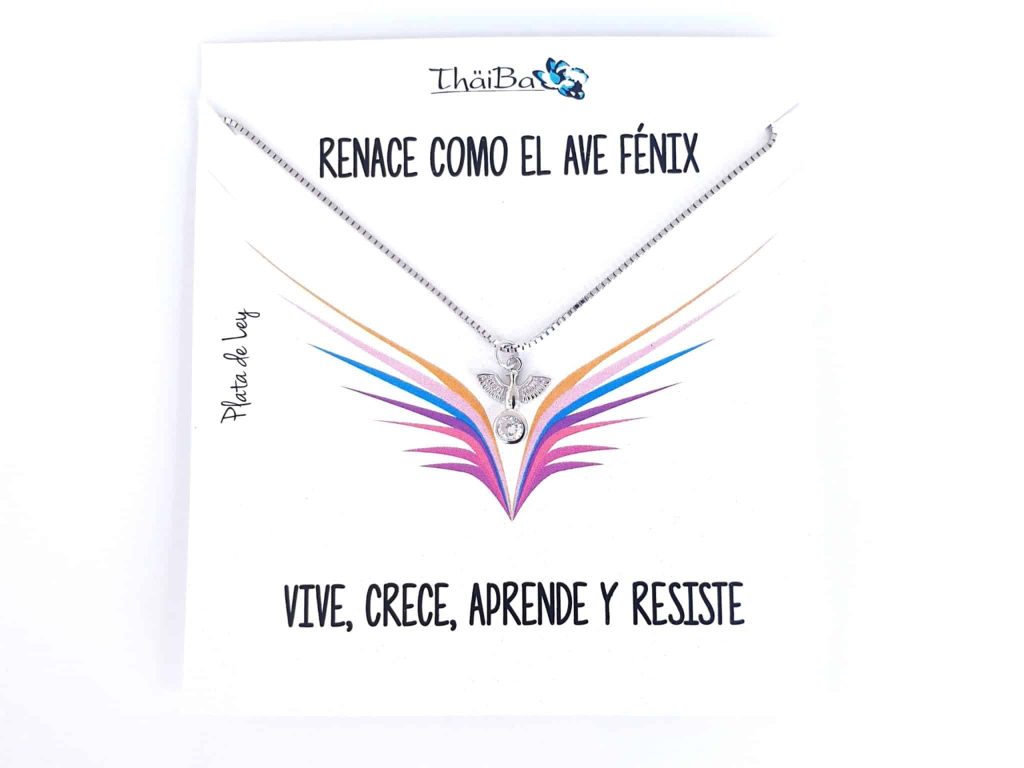 Collar ave fénix de plata de ley