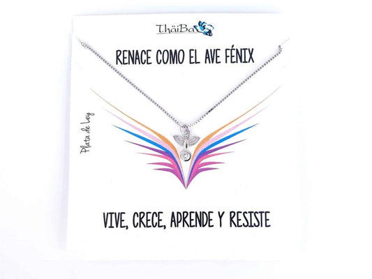 Collar ave fénix de plata de ley
