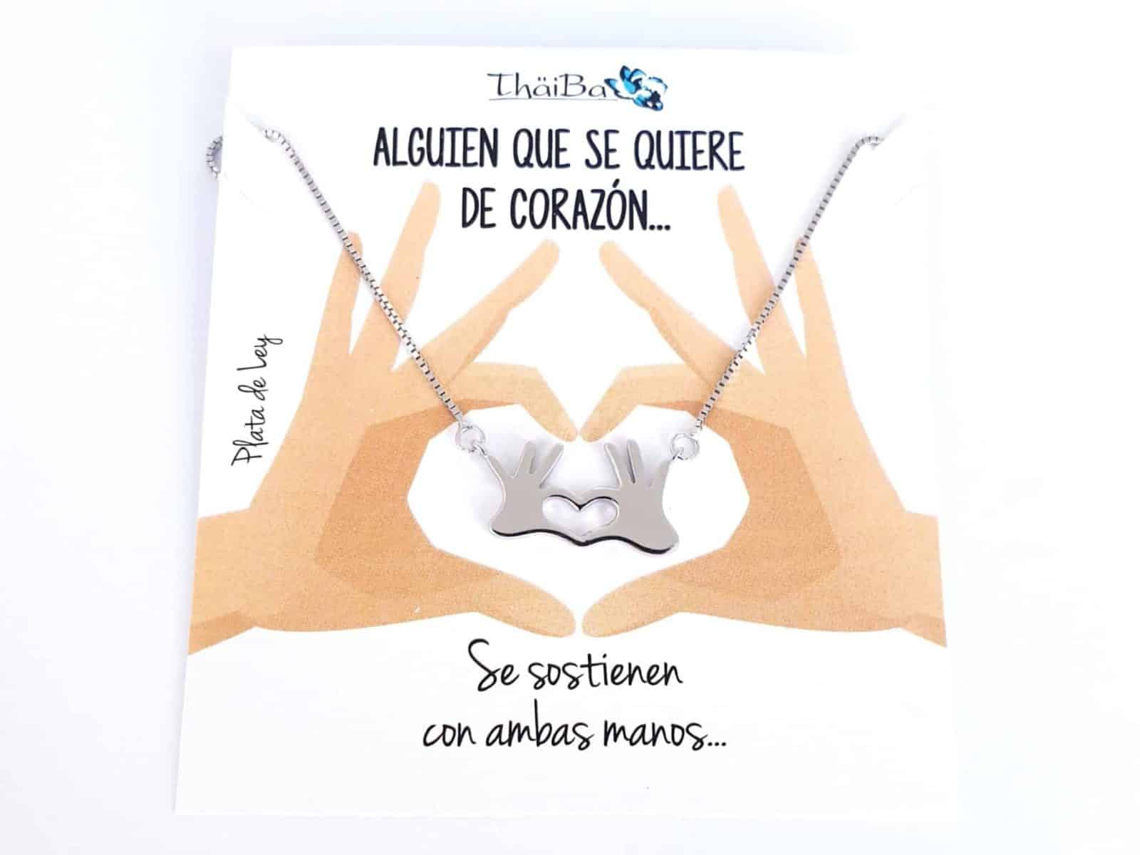 Collar manos corazón de plata de ley - vista adicional
