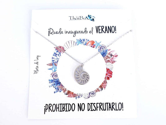 Collar caracola de mar de plata de ley
