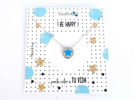 Collar estrella turquesa be happy de plata de ley