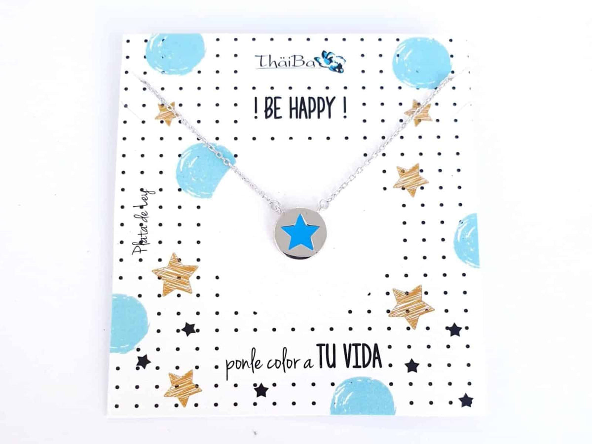 Collar estrella turquesa be happy de plata de ley - vista adicional