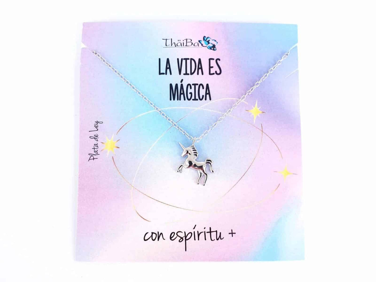Collar unicornio mágico de plata de ley - vista adicional