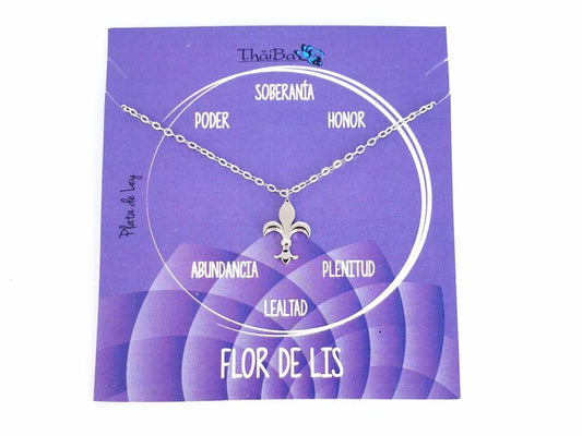 Collar flor de lis de plata de ley