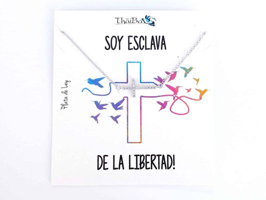 Collar cruz circonitas de plata de ley