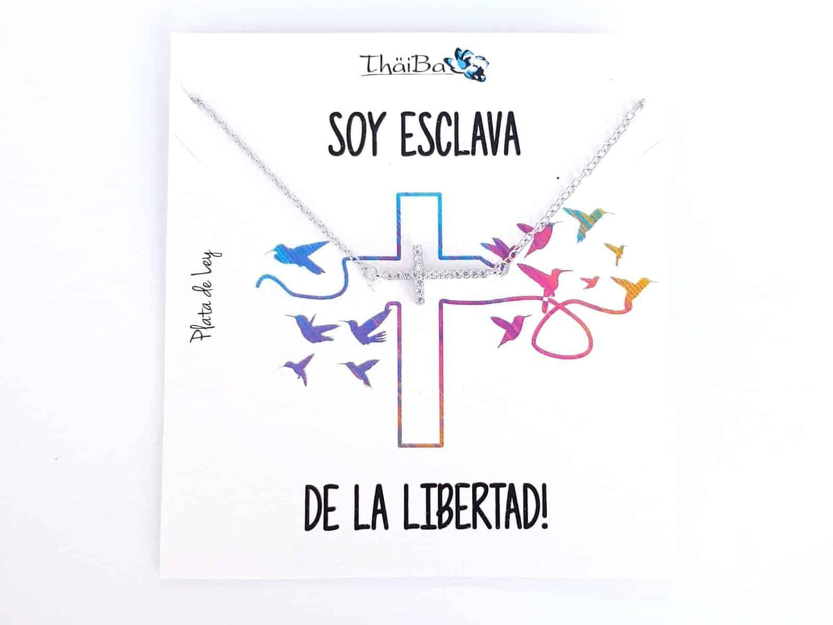 Collar cruz circonitas de plata de ley - vista adicional
