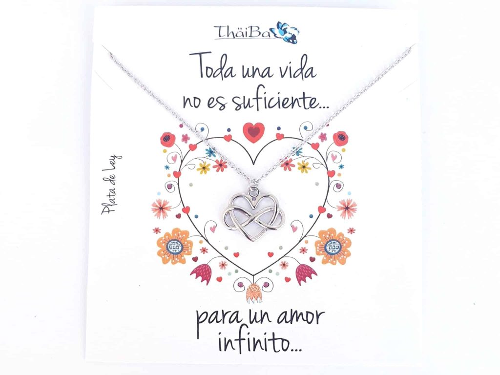 Collar corazón infinito de plata de ley