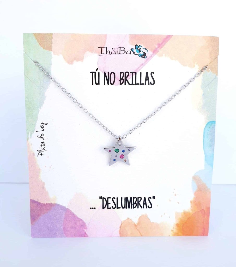 Collar estrella multicolor de plata de ley - Joyería Zafir