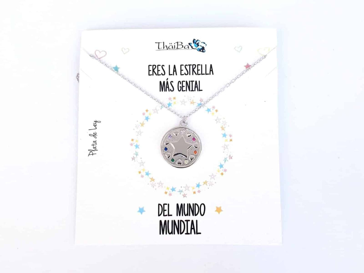 Collar estrella genial de plata de ley - vista adicional