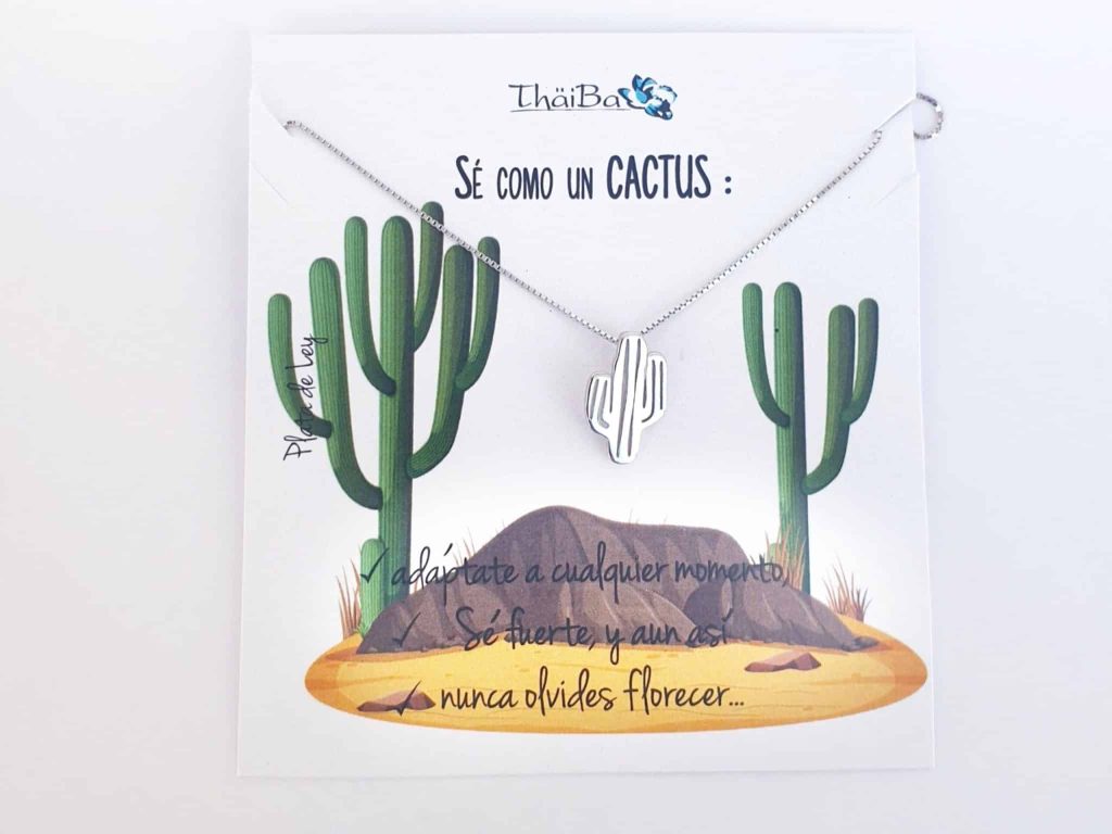 Collar cactus de plata de ley