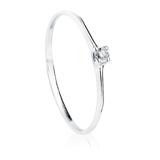 18K SOLITARIO ORO BLANCO DIAMANTE 0.055 QTS. SI-H ANCHO: 3MM