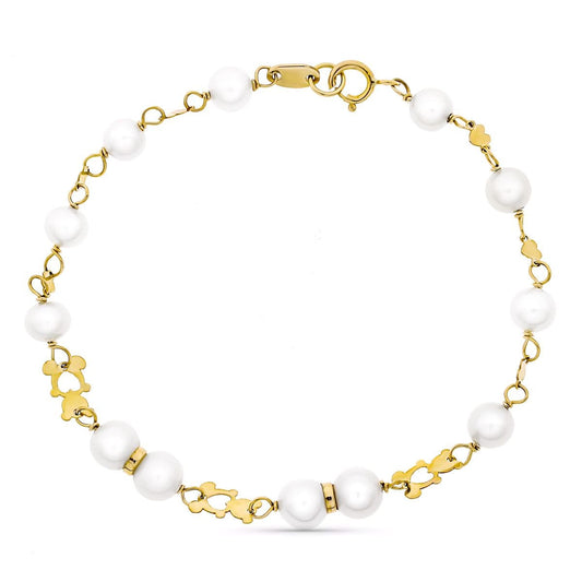 Pulsera 17 cm Comunion Perla Cultivada 5-5,5 mm de oro amarillo 18K