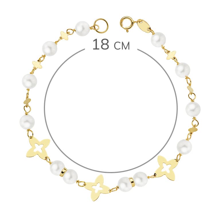 18K PULSERA ORO AMARILLO COMUNION PERLAS 5 MM 18CM