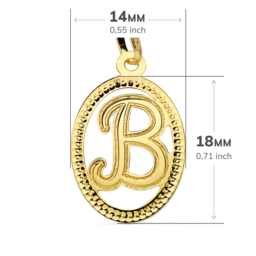 18K COLGANTE ORO AMARILLO INICIAL LETRA B 21X14 MM