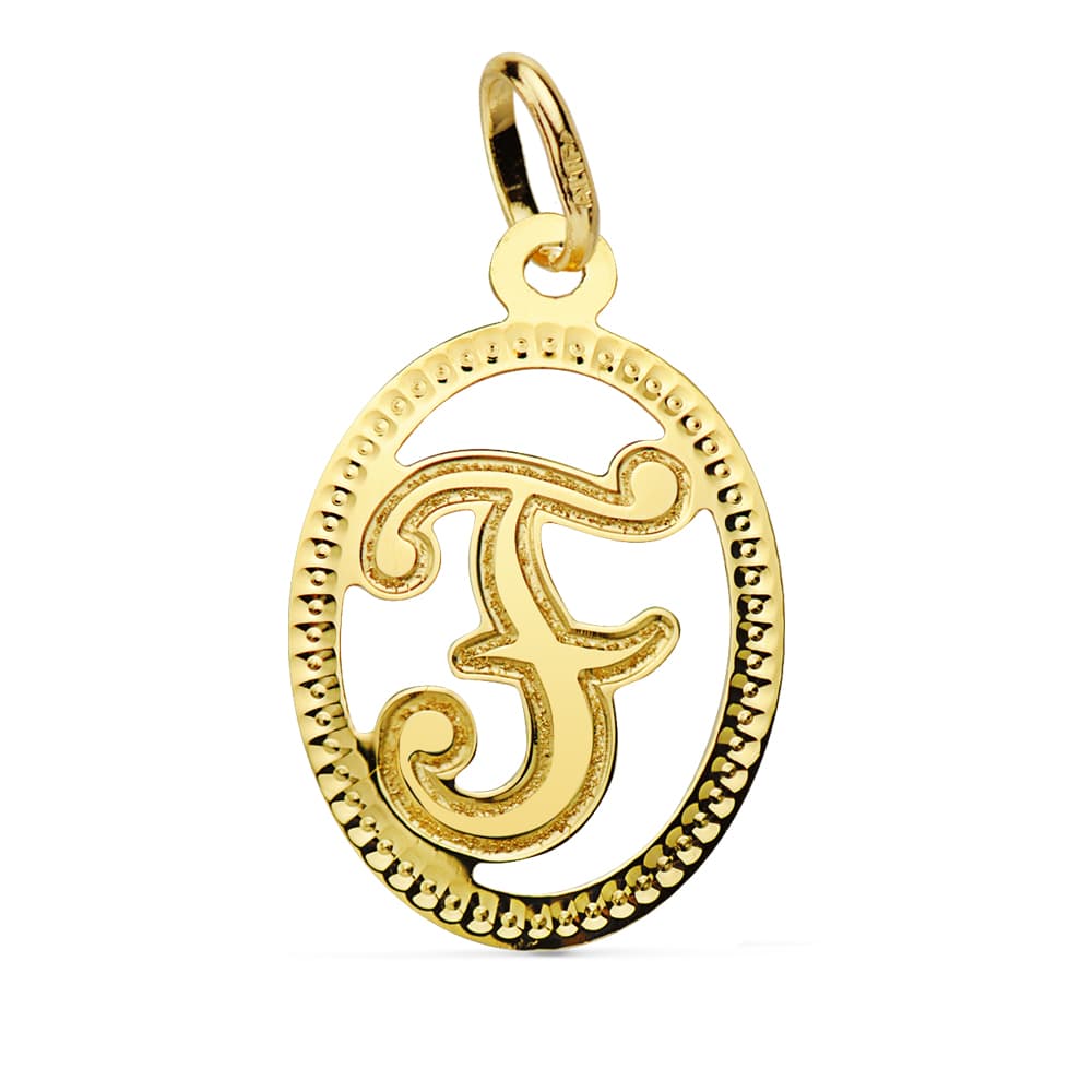 18K COLGANTE ORO AMARILLO INICIAL LETRA F 21X14 MM