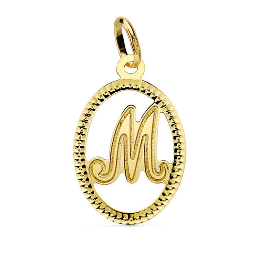 18K COLGANTE ORO AMARILLO INICIAL LETRA M. 21X14 MM