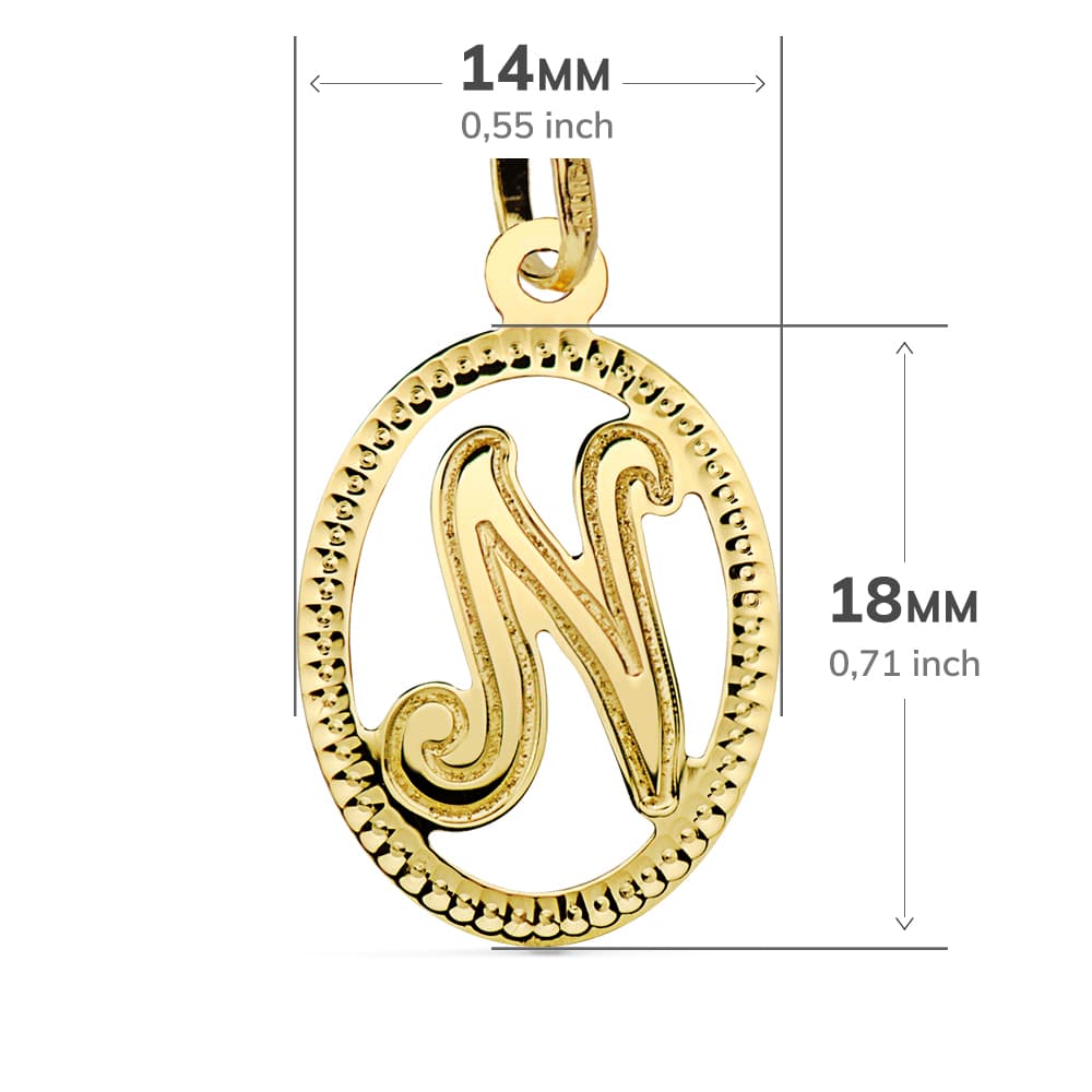 18K COLGANTE ORO AMARILLO INICIAL LETRA N 21X14 MM
