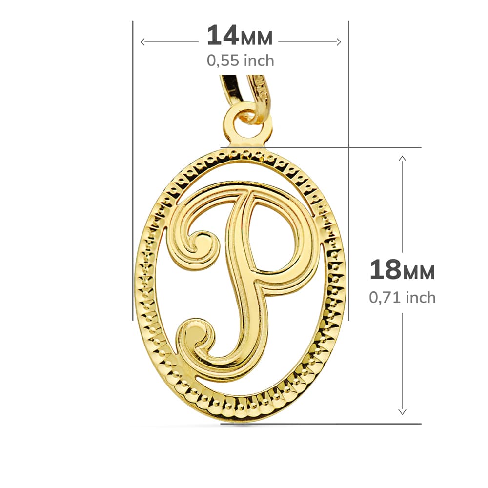18K COLGANTE ORO AMARILLO INICIAL LETRA P 21X14 MM