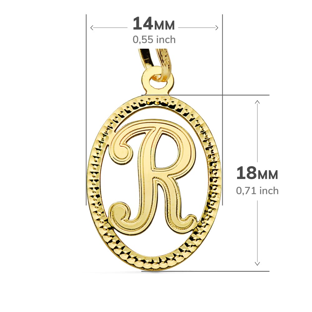 18K COLGANTE ORO AMARILLO INICIAL LETRA R 21X14 MM