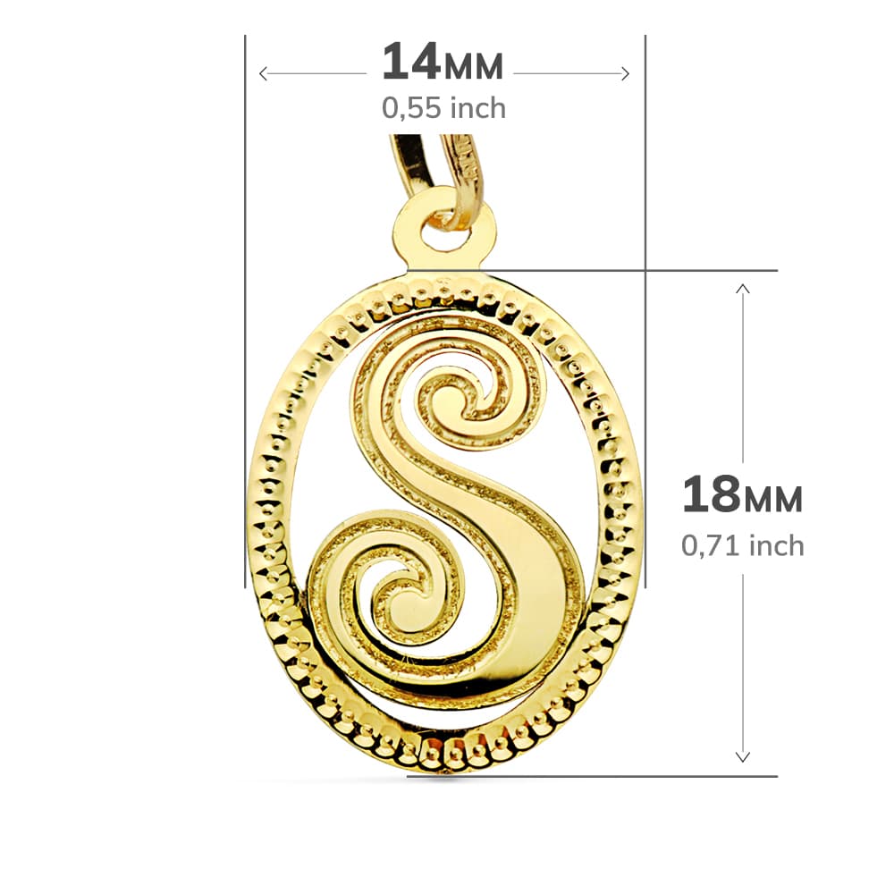 18K COLGANTE ORO AMARILLO INICIAL LETRA S 21X14 MM