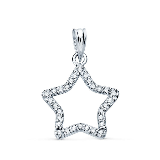 Colgante Estrella con Circonita 16 x 15 mm de oro blanco 18K