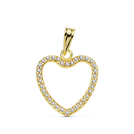 18K COLGANTE ORO AMARILLO CORAZON CIRCONITA 16X16 MM C. AMOR