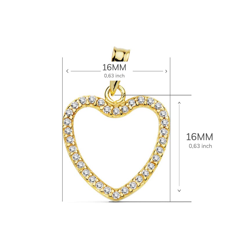 18K COLGANTE ORO AMARILLO CORAZON CIRCONITA 16X16 MM