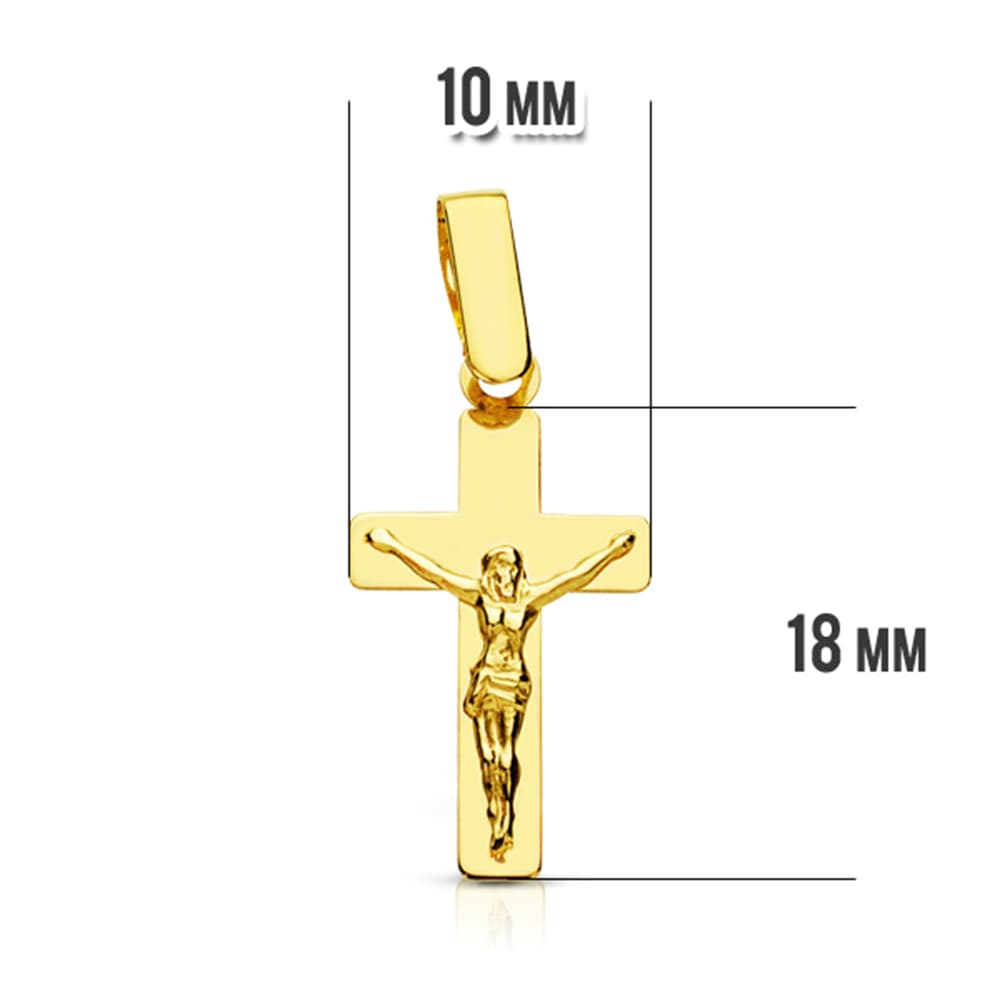 18K CRUZ ORO AMARILLO CON CRISTO PLANA 20X11 MM