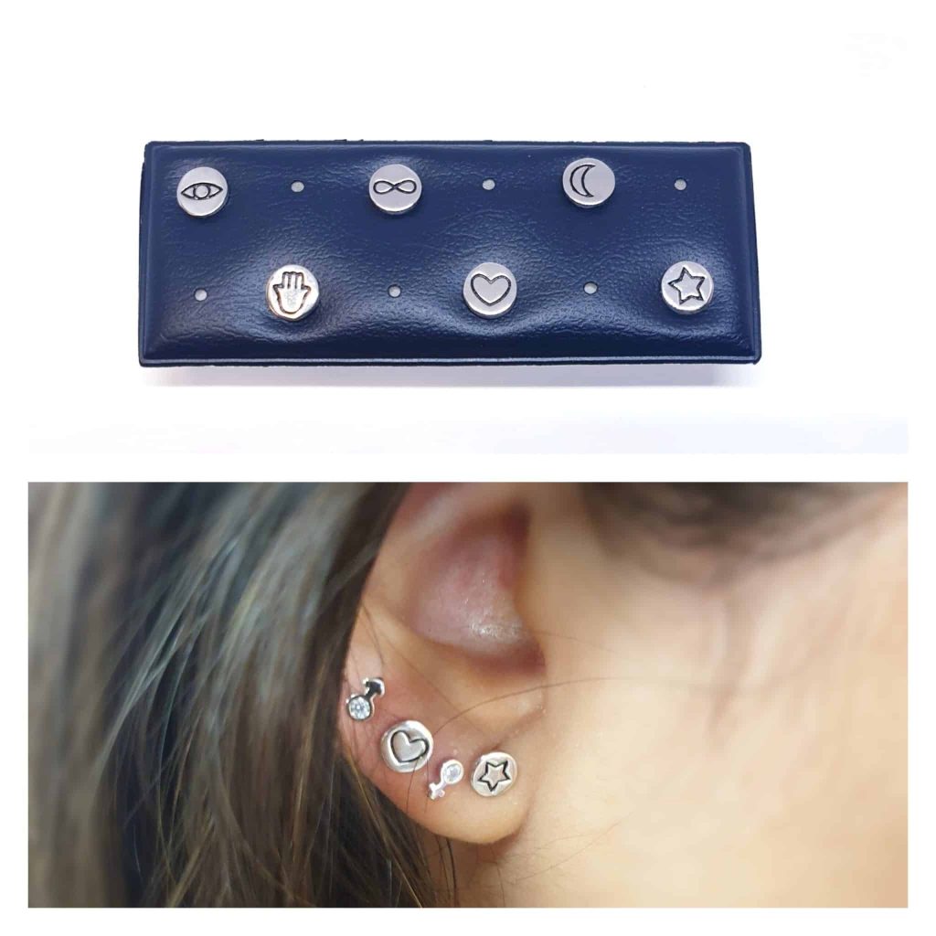 Pendientes simbologys de plata de ley