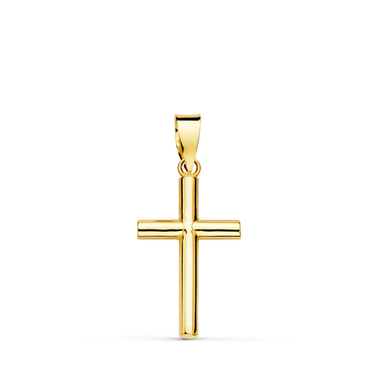 18K CRUZ ORO AMARILLO LISA TUBO HUECO 2.5 MM 16X11 MM