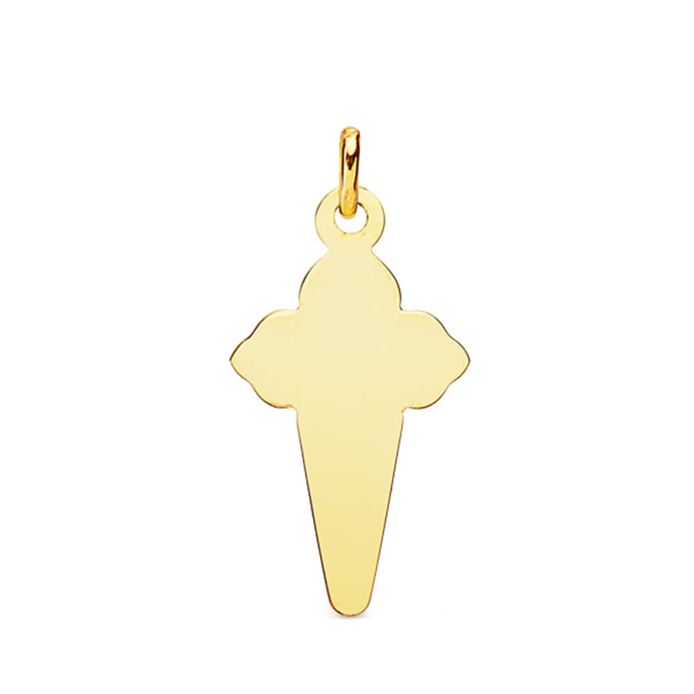 18K COLGANTE OROR AMARILLO CRUZ DE SANTIAGO ESMALTADA 23X13 MM