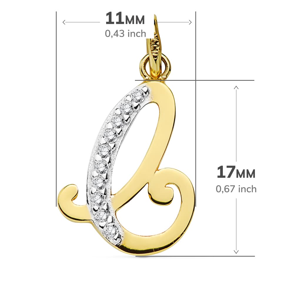 18K COLGANTE ORO BICOLOR LETRA C CIRCONITA 17X11 MM