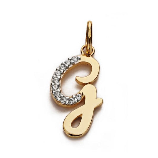 Colgante Bicolor Letra G Circonita 18 x 9 mm 18K