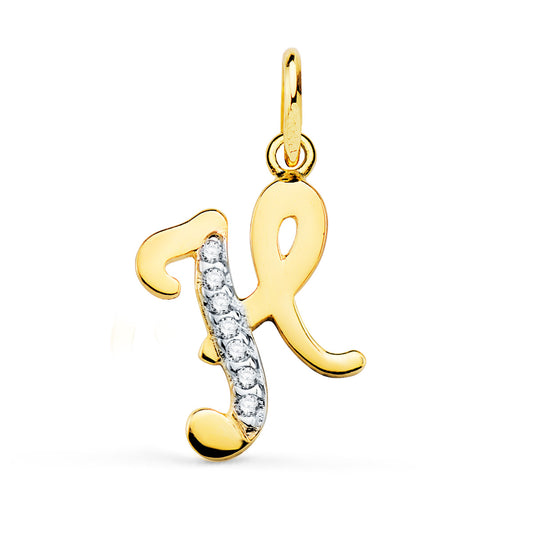 Colgante Bicolor Letra H Circonita 15 x 10 mm 18K