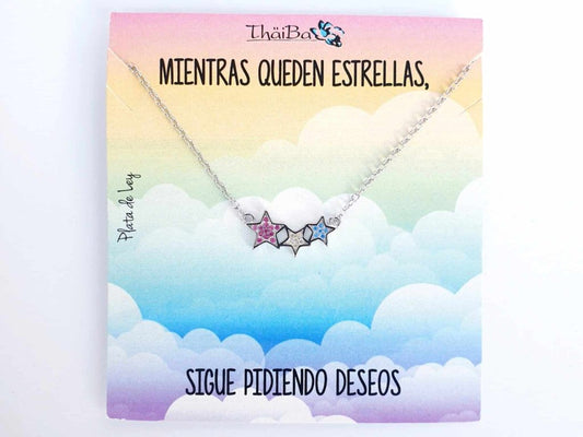 Collar estrella fugaz colores de plata de ley
