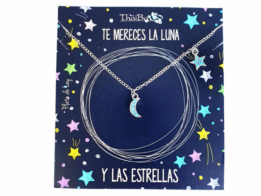 Collar cielo azul de plata de ley