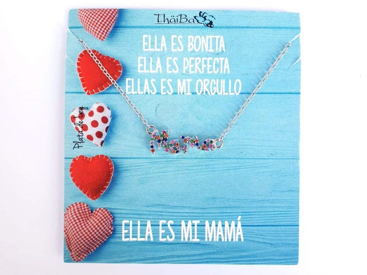 Collar mamà multicolor de plata de ley - vista adicional