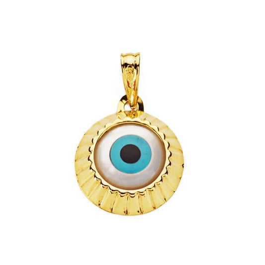18K COLGANTE ORO AMARILLO AMULETO OJO TURCO 14 MM