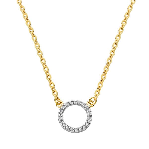 Colgante Bicolor Circulo con Cadena 45 cm 18K