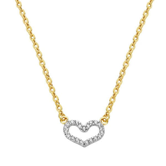 18K COLGANTE ORO BICOLOR CORAZON CON CADENA 45CM