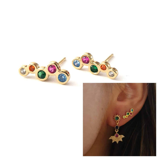 Pendientes burbujas oro multicolor de plata de ley