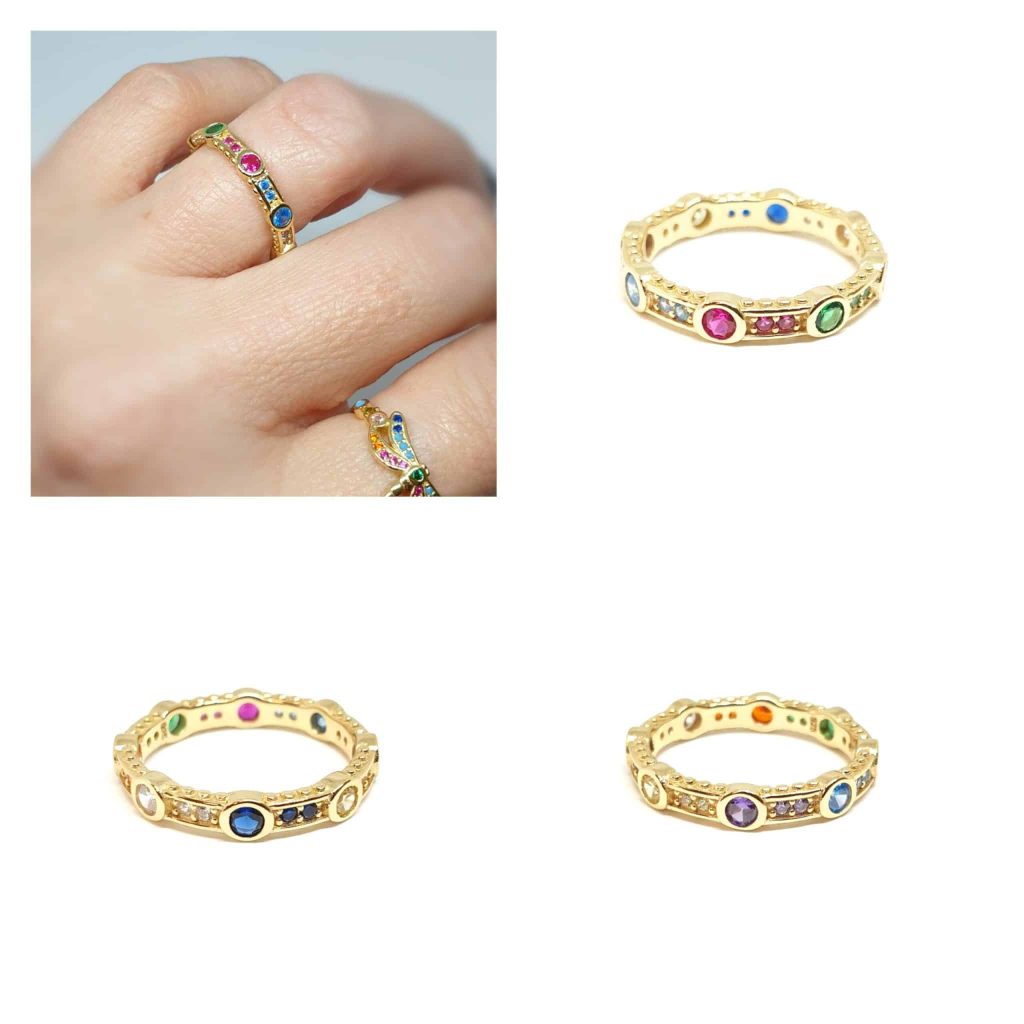 Anillo power oro multicolor de plata de ley