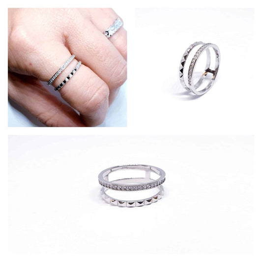 Anillo doble rock glam de plata de ley