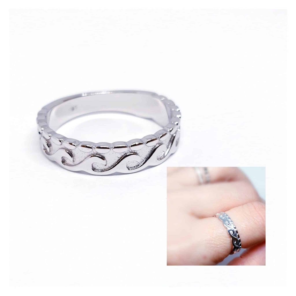 Anillo olas de plata de ley