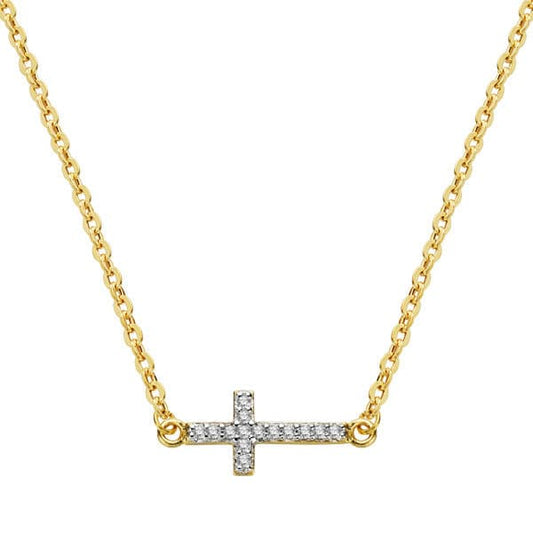 18K COLGANTE ORO BICOLOR CRUZ CON CADENA 45CM