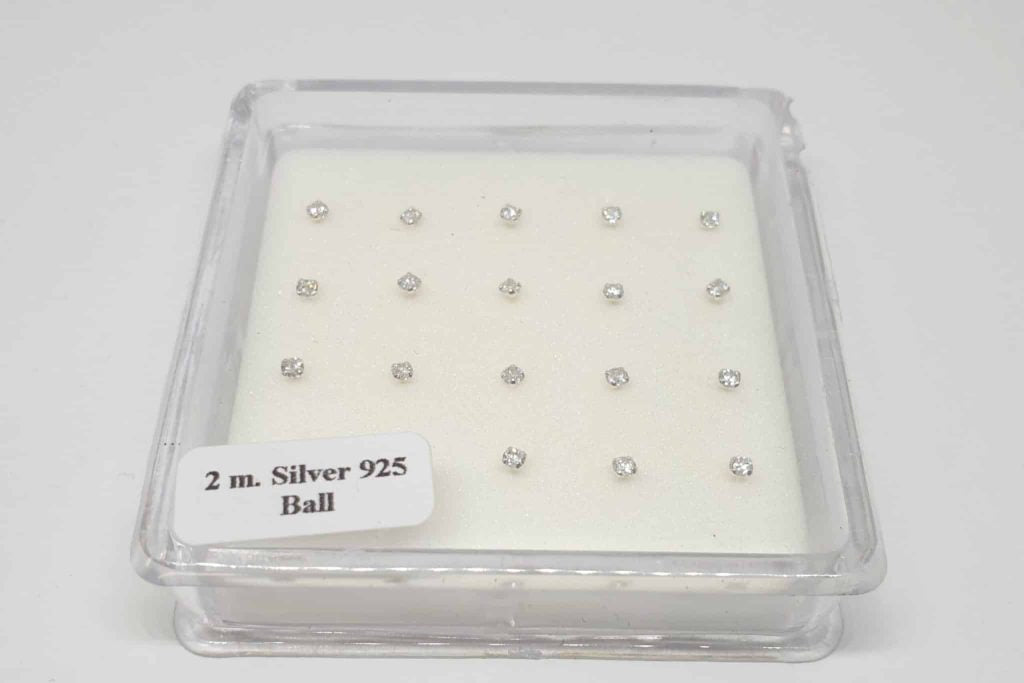 Pendiente brillo nariz de plata de ley