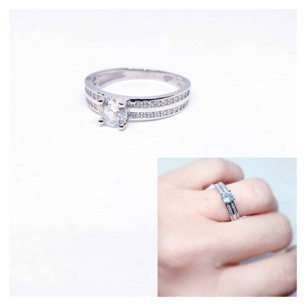 Anillo doble linea glamour de plata de ley