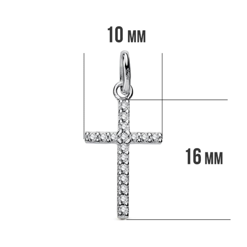 18K CRUZ ORO BLANCO CIRCONITA 18X10 MM