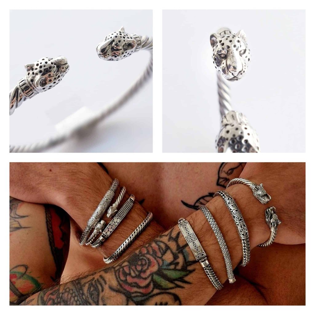 Pulsera panteras hombre de plata de ley